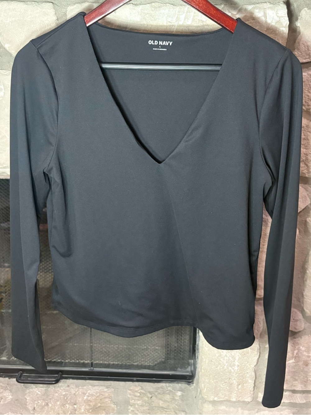 Old Navy Black Long Sleeve V-Neck Top